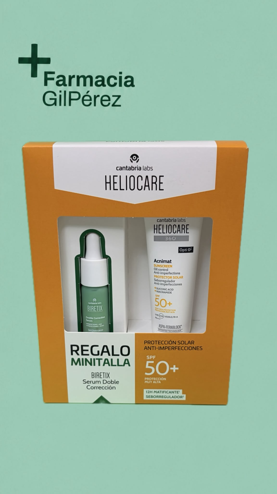 Heliocare 360 Pack Acnimat 50ml + Regalo Biretix Serum Doble Corrección 10ml